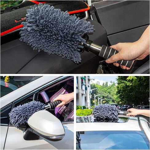 4 قطع من فرشاة غبار السيارة المصنوعة من الألياف الدقيقة فائقة النعومة لتنظيف السيارة والشاحنة وسيارات الدفع الرباعي والمركبات الترفيهية والدراجات النارية، منفضة غبار السيارة بمقبض قابل للتمديد، أداة تنظيف فرشاة تنظيف الكمبيوتر والمنزل والكمبيوتر in Kuwait