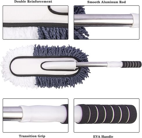 4 قطع من فرشاة غبار السيارة المصنوعة من الألياف الدقيقة فائقة النعومة لتنظيف السيارة والشاحنة وسيارات الدفع الرباعي والمركبات الترفيهية والدراجات النارية، منفضة غبار السيارة بمقبض قابل للتمديد، أداة تنظيف فرشاة تنظيف الكمبيوتر والمنزل والكمبيوتر in Kuwait