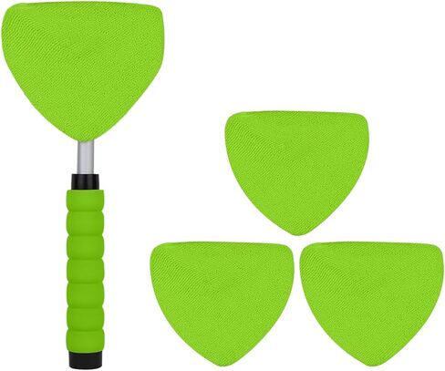 أداة تنظيف الزجاج الأمامي من تيدي مونستر، منظف نوافذ السيارة من الألياف الدقيقة مع 4 وسادات من الألياف الدقيقة قابلة لإعادة الاستخدام والغسل ومقبض قابل للتمديد، أداة تنظيف الزجاج الأمامي متعددة الوظائف (أخضر) in Kuwait