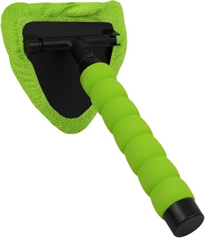 أداة تنظيف الزجاج الأمامي من تيدي مونستر، منظف نوافذ السيارة من الألياف الدقيقة مع 4 وسادات من الألياف الدقيقة قابلة لإعادة الاستخدام والغسل ومقبض قابل للتمديد، أداة تنظيف الزجاج الأمامي متعددة الوظائف (أخضر) in Kuwait