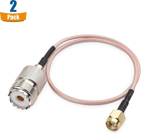 كابل ماترز 2-حزمة SMA ذكر إلى UHF SO-239 كابل أنثى 1 قدم باللون الأسود (كابل SMA إلى UHF SO-239، SO239 إلى SMA/UHF إلى SMA كابل RF محوري) in Saudi Arabia