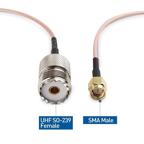 كابل ماترز 2-حزمة SMA ذكر إلى UHF SO-239 كابل أنثى 1 قدم باللون الأسود (كابل SMA إلى UHF SO-239، SO239 إلى SMA/UHF إلى SMA كابل RF محوري) in Saudi Arabia