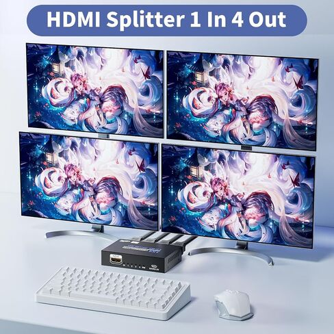HDMI Splitter 1 in 2 Out 4K 30Hz, BolAAzuL 1x2 HDMI Splitter for Dual Monitors 1 Source to 2 Displays Mirror/Duplicate Only, Support 3D & 1080P for Xbox PS4 Fire Stick HDTV - Adapter Included in Saudi Arabia