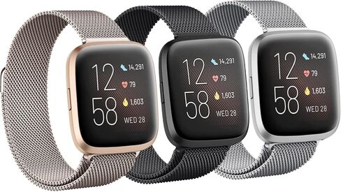 سوار مغناطيسي من Fitbit Versa 2 للنساء/الرجال، 3 قطع من حزام ميلانو لساعة Fitbit Versa Lite/Versa/Versa2 الذكية، سوار معصم بديل من الفولاذ المقاوم للصدأ in Kuwait