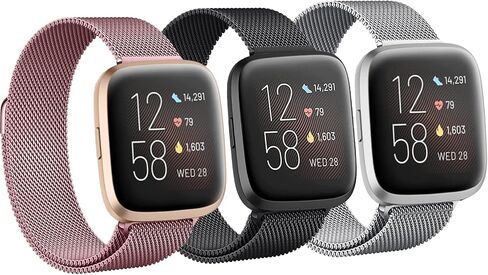 سوار مغناطيسي من Fitbit Versa 2 للنساء/الرجال، 3 قطع من حزام ميلانو لساعة Fitbit Versa Lite/Versa/Versa2 الذكية، سوار معصم بديل من الفولاذ المقاوم للصدأ in Kuwait
