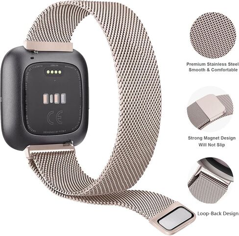 سوار مغناطيسي من Fitbit Versa 2 للنساء/الرجال، 3 قطع من حزام ميلانو لساعة Fitbit Versa Lite/Versa/Versa2 الذكية، سوار معصم بديل من الفولاذ المقاوم للصدأ in Kuwait
