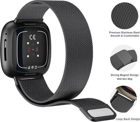سوار مغناطيسي من Fitbit Versa 2 للنساء/الرجال، 3 قطع من حزام ميلانو لساعة Fitbit Versa Lite/Versa/Versa2 الذكية، سوار معصم بديل من الفولاذ المقاوم للصدأ in Kuwait