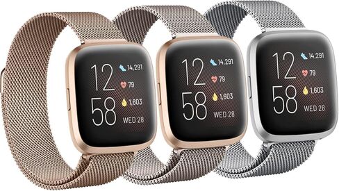 سوار مغناطيسي من Fitbit Versa 2 للنساء/الرجال، 3 قطع من حزام ميلانو لساعة Fitbit Versa Lite/Versa/Versa2 الذكية، سوار معصم بديل من الفولاذ المقاوم للصدأ in Kuwait