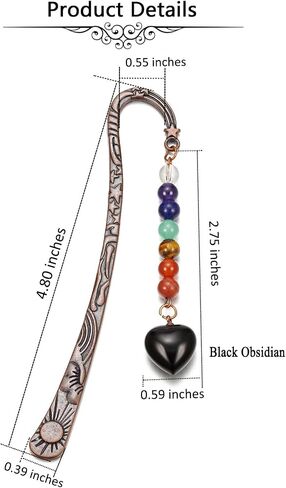 Jovivi Crystal Heart Bookmark for Women Antique Copper Metal Bookmark Natural 7 Chakra Beads Amethyst Healing Stone Vintage Bookmarks for Student Office Birthday Gifts in Saudi Arabia