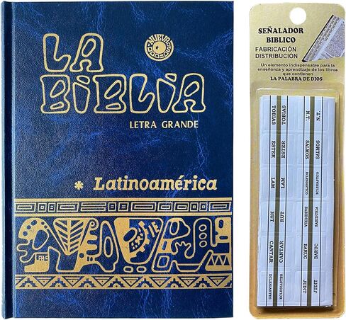La Biblia Catolica Latinoamericana Letra Grande Edicion Cartone en Español con Señalador Biblico - الطبعة الإسبانية للكتاب المقدس الكاثوليكي في أمريكا اللاتينية مع الإشارات المرجعية (أزرق) in Kuwait
