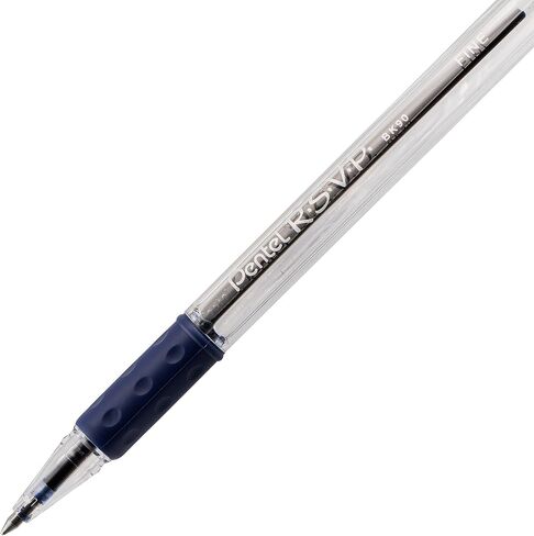 أقلام حبر جاف Pentel® R.S.V.P.®، ذات رأس رفيع، 0.7 مم، أسطوانة شفافة، حبر أزرق، عبوة من 12 قطعة in Saudi Arabia