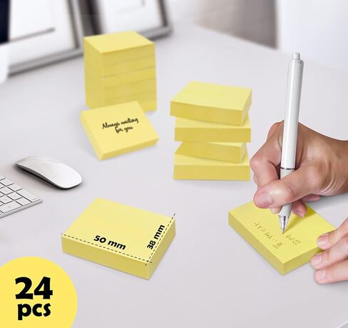 2400 Sheets Sticky Notes - 2 x 1.5 Notes Pads, Small Self-Adhesive Notes, Yellow Self-Stick Pads for Office Supplies, School, Home (24 Pack) in Saudi Arabia