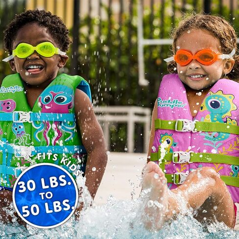سترة نجاة للأطفال من Stearns Puddle Jumper، سترة نجاة متغيرة اللون للأطفال بوزن 30-50 رطلاً، سترة نجاة من النوع الثالث معتمدة من USCG لحمام السباحة والشاطئ والقوارب والمزيد in Kuwait