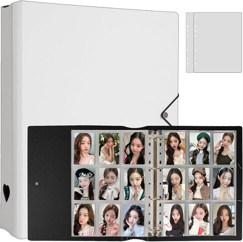 A4 Minimalist Photocard Binder with 25 Pages 9 Pocket Single Side Inner Refills and 2 Divider Acid-Free with 225 Pockets (A4, Heart, Pink) in Saudi Arabia