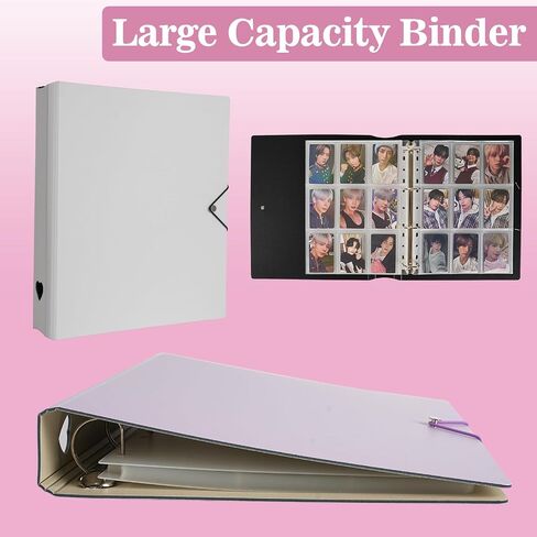 A4 Minimalist Photocard Binder with 25 Pages 9 Pocket Single Side Inner Refills and 2 Divider Acid-Free with 225 Pockets (A4, Heart, Pink) in Saudi Arabia