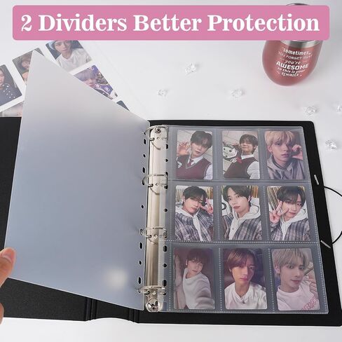 A4 Minimalist Photocard Binder with 25 Pages 9 Pocket Single Side Inner Refills and 2 Divider Acid-Free with 225 Pockets (A4, Heart, Pink) in Saudi Arabia