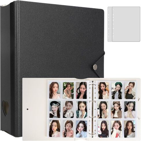 A4 Minimalist Photocard Binder with 25 Pages 9 Pocket Single Side Inner Refills and 2 Divider Acid-Free with 225 Pockets (A4, Heart, Pink) in Saudi Arabia