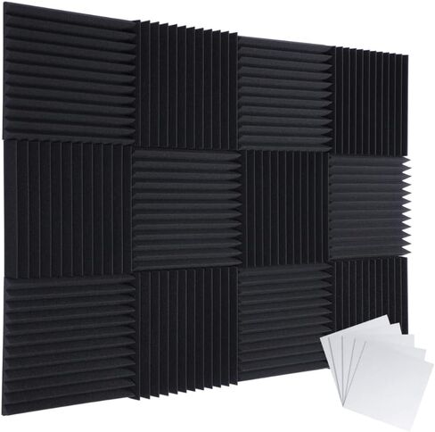 ألواح إسفنجية صوتية من TRUE NORTH، 12 قطعة مع مادة لاصقة - (سُمك 2 بوصة) ألواح صوتية ممتصة للصوت - لوحات صوتية تقلل الضوضاء للجدران - ألواح إسفنجية صوتية، وسادات صوتية للجدران، وإسفنجة ضوضاء in Kuwait