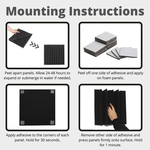 ألواح إسفنجية صوتية من TRUE NORTH، 12 قطعة مع مادة لاصقة - (سُمك 2 بوصة) ألواح صوتية ممتصة للصوت - لوحات صوتية تقلل الضوضاء للجدران - ألواح إسفنجية صوتية، وسادات صوتية للجدران، وإسفنجة ضوضاء in Kuwait