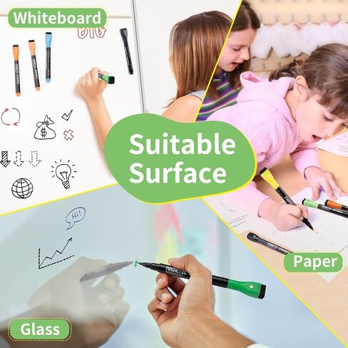 12 قطعة من أقلام التحديد المغناطيسية للمسح الجاف ذات رأس رفيع، أقلام تحديد بيضاء رفيعة للمسح الجاف، علامات مسح جافة ذات نقاط دقيقة مع غطاء ممحاة للأطفال والمعلم والمدرسة (12 لونًا) in Kuwait