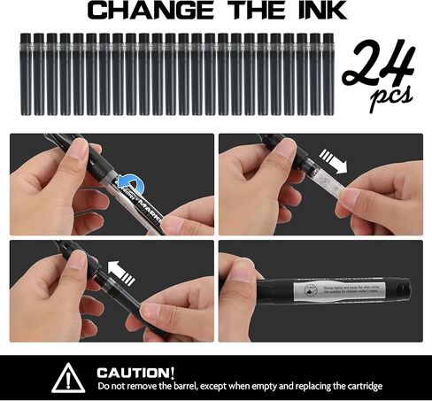 علامات المسح الجاف الكبيرة القابلة لإعادة الملء، عدد 24 قلم تحديد للسبورة البيضاء مع 24 قلم إعادة تعبئة، طرف إزميل، حبر أسود in Kuwait