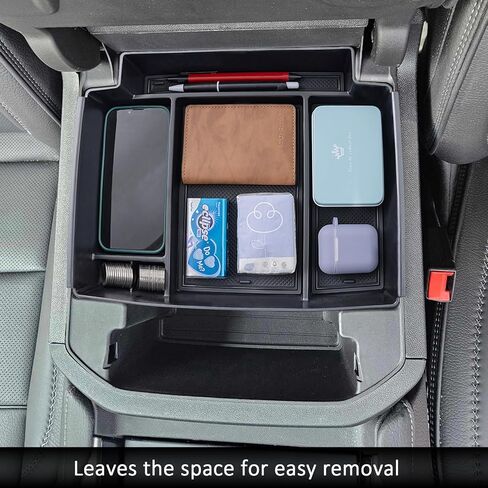 TOPINSTALL Power-Sliding Console Tray Compatible with 2021-2024 Chevy Tahoe/Suburban/GMC Yukon Accessories, Match The Inside Shape of Sliding Console Perfectly, Full-Size Armrest Organizer-Black in Kuwait