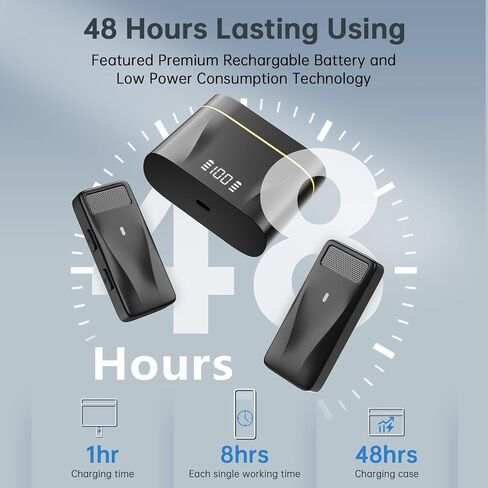 ميكروفون Lavalier لاسلكي لجهاز iPhone iPad مع تقليل الضوضاء، نظام ميكروفون لاسلكي لوقت العمل لمدة 8 ساعات، ميكروفون صغير على شكل طية صدر السترة للفيديو/YouTube/Vlog/البث المباشر/Tiktok in Saudi Arabia