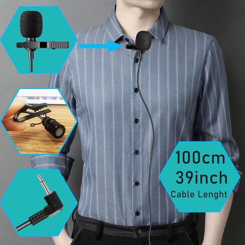 EXMAX® Pro Black Micro Mini lavalier مشبك ربطة عنق على شكل طية صدر السترة 1/8 بوصة (3.5 مم) ميكروفون جاك مكثف لنظام الميكروفون، ومضخم الصوت، والمعلمين، ومكبرات الصوت، والمدربين، والعروض التقديمية، والمرشدين السياحيين in Saudi Arabia