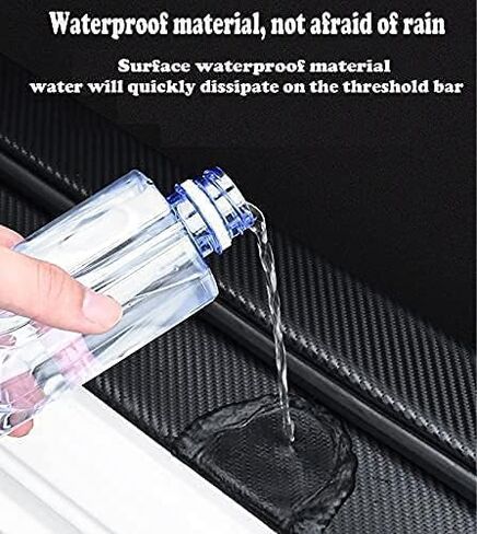 Set of 4 Adventure Awaits Carbon Fiber Car Door Sill Protectors - Decorative Entry Guard Scratch Pad Film for Auto, Truck, SUV Front/Rear Doors (Adventure Awaits) in Saudi Arabia