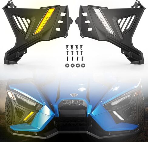 A & UTV PRO Front Lower Accent Panel & LED Light Kit for Polaris Slingshot S SL 2020-2024, Daytime Running Light & Yellow Turn Signal Accessories, Replace OEM # 5454402, 5454401, 2884606 in Saudi Arabia
