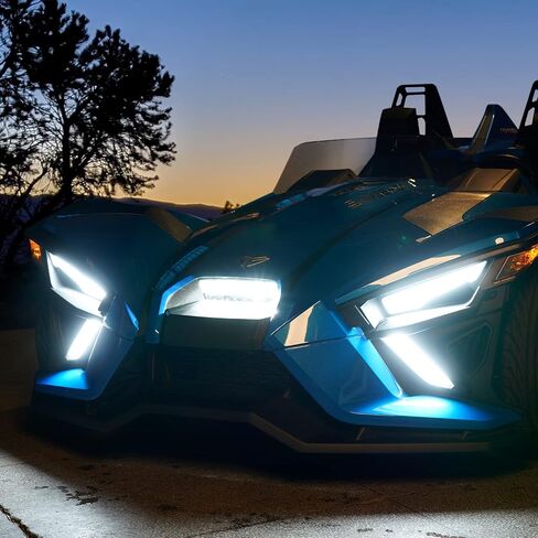 A & UTV PRO Front Lower Accent Panel & LED Light Kit for Polaris Slingshot S SL 2020-2024, Daytime Running Light & Yellow Turn Signal Accessories, Replace OEM # 5454402, 5454401, 2884606 in Saudi Arabia
