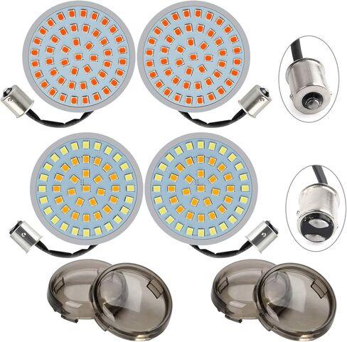 CICMOD 2 "1157 الجبهة LED بدوره إشارات 1156 الخلفية الأحمر تشغيل أضواء الفرامل رصاصة نمط الدخان غطاء للعدسات ل هارلي in Kuwait
