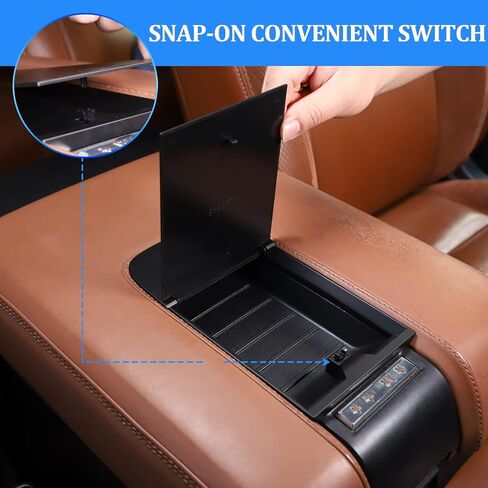 صينية تخزين طاولة وحدة التحكم المركزية للسيارة LLKUANG باللون الأسود ABS مناسبة لسيارة Toyota Tundra 2014-2021 منظم الأدوات 360 درجة ملحقات حامل الهاتف الدوارة (مع حامل الهاتف المحمول) in Kuwait