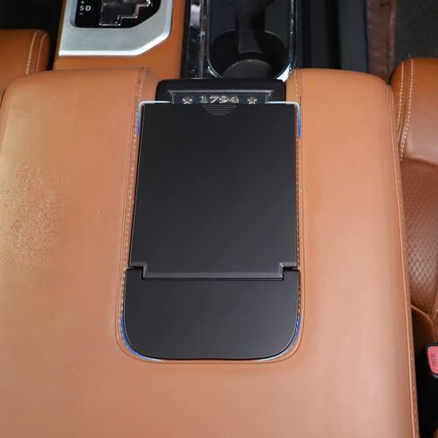 صينية تخزين طاولة وحدة التحكم المركزية للسيارة LLKUANG باللون الأسود ABS مناسبة لسيارة Toyota Tundra 2014-2021 منظم الأدوات 360 درجة ملحقات حامل الهاتف الدوارة (مع حامل الهاتف المحمول) in Kuwait