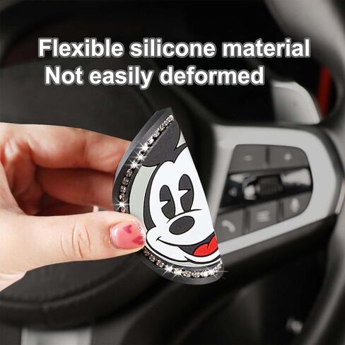 2PCS Silicone Car Cup Holder Coasters, Cute Cartoon Mouse Design, Anti-Slip, Black Car Accessories with Diamond, 2.75", Durable & Easy-Clean for Vehicles & Home (Black) in Saudi Arabia