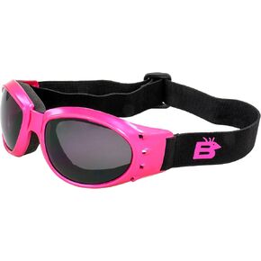 Pirdz Eyewear Eagle مبطنة مضاد للضباب للدراجات النارية الإطار الوردي مع عدسة مرآة عكسية وردية