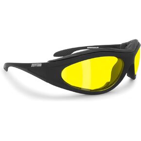Bertoni Motorcycle Riding Padded Black Glasses - Windproof Antifog Lens - AF125 Italy