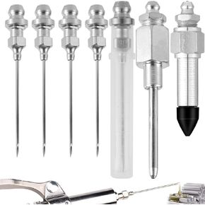 7pcs Grease Gun Needle Accessory Set, Includes Coupler, Adapter, Needle Nozzle Tips, Perfect for Industrial, Automotive, and Mechanical Lubrication Tools