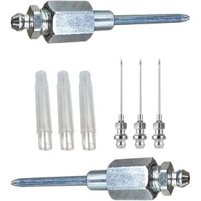 5PCS Grease Gun Needle Nozzle Kit, Hardened Steel Grease Gun Tip Dispenser Fitting Tool, Bearing Grease Injector Needle Grease Narrow Needle Dispenser for Deep Metal & Small Confined Spaces