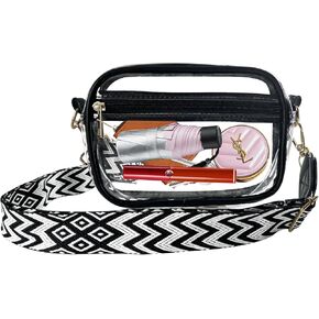 Clear Bag for Stadium Events Approved.Clear Purses with Front Pocket,Adjustable Strap,Waterproof,Transparent Crossbody Messenger Waist Bag.Clear Fanny Pack for Concerts Sports Events Festivals