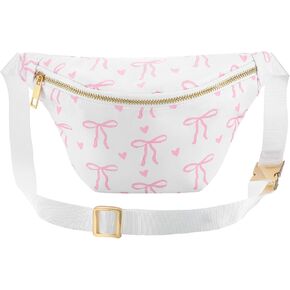 خجول Coquette Pink Bows Fanny Pack Pack Pack Pack Nylon Crossbody حقائب للنساء استمتع بمهرجان رياضي تجريب يركض على تشغيل حقيبة هاتف خصر خرق غير رسمي.