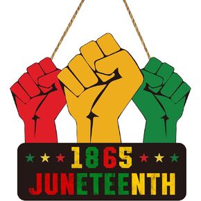 ديكورات Juneteenth خشبية Juneteenth 1865 علامة معلقة الزهور جونيتيه لزخارف الباب الأمامي الحرية ديكور الجدران الداخلية للاحتفال بالمهرجان الأمريكي الأفريقي