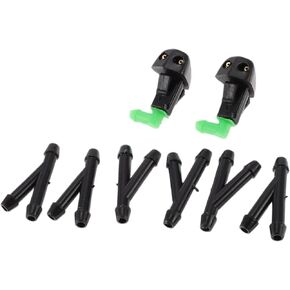 Windshield Washer Nozzle for Honda Accord 1998-2002 Front W/ 6 Pcs Y Hose Connector Car 76810S84A02 Black Plastic 1 Set