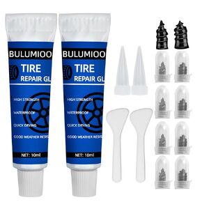 Tire Repair Glue (10ml*2), Rubber Cement Sidewall Tire Repair Kit with Two Sizes of Tire Repair Rubber Nails Spikes (10 PCS), Super Repair Glue for Bicycles, Cars, Motorcycles, SUVs, Trucks, Tractors