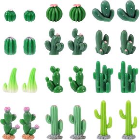 36 Pcs Mini Resin Cactus, Miniature Resin Cactus Figurines 12 Styles Cute Small Artificial Green Cactus Succulent Plants for Garden Flower Pot Bonsai Tiny Micro Landscape Decors