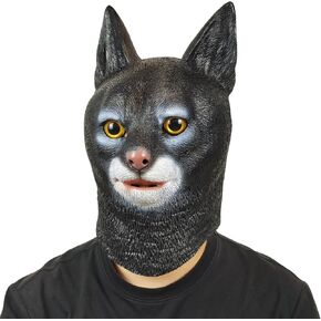 Fun Cat Mask, Halloween Animal Masks Costume for Adults, Cute Big 3-D Eyes, Realistic Texture, Full Wrap-around Adult Standard Size, Latex Material, Suitable for Any Party and Masquerade Parties