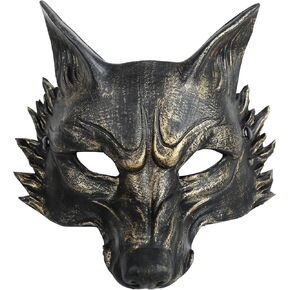 MCJC Halloween Wolf Mask, Werewolf Half Face Costume Mask,Masquerade Accessory