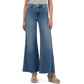 KUT from the Kloth Women's Ryan High-Rise Fab Ab Super Wide Leg Raw Hem
