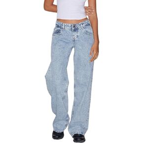 Giraropa Women Y2K Low Rise Jeans خمر فضفاض مستقيم الساق على نطاق واسع صديقها جينز غير رسمية سراويل دنيم طويلة