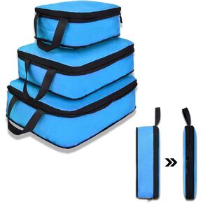 YZAOLL 3 Set/6 Set/7 Set Compression Packing Cubes Travel Accessories Expandable Packing Organizers,Travel Essentials for Carry on 3 Set Black